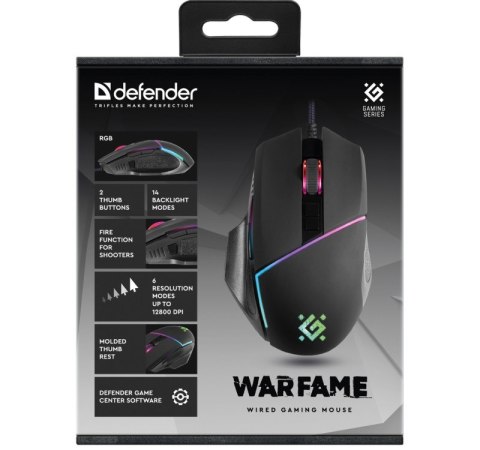 Mysz gamingowa Warfame GM-880L optyczna 12800dpi 8P RGB Mysz gamingowa Warfame GM-880L optyczna 12800dpi 8P RGB