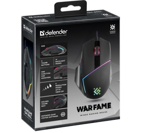 Mysz gamingowa Warfame GM-880L optyczna 12800dpi 8P RGB Mysz gamingowa Warfame GM-880L optyczna 12800dpi 8P RGB