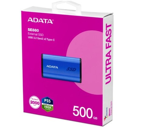 Dysk zewnętrzny SSD SE880 500 GB USB3.2A/C Gen2x2 Niebieski Dysk zewnętrzny SSD SE880 500 GB USB3.2A/C Gen2x2 Niebieski