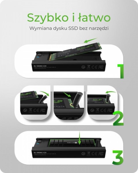 Stacja dokująca IB-180MC-C31 M.2 NVMe&SATA Docking, USB 3.2 (Gen2) Type-C, Aluminium Stacja dokująca IB-180MC-C31 M.2 NVMe&SATA Docking, USB 3.2 (Gen2) Type-C, Aluminium