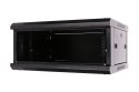 Szafka wisząca rack 4U 600x450 czarna szklane drzwi