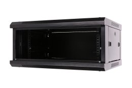 Szafka wisząca rack 4U 600x450 czarna szklane drzwi