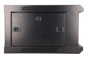 Szafka wisząca rack 4U 600x450 czarna szklane drzwi