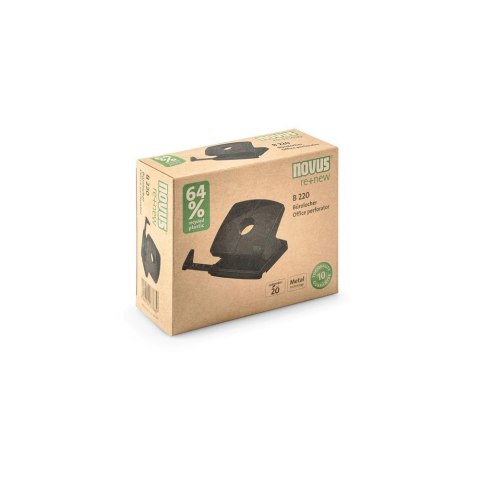 Dziurkacz B220 re+new z plastiku z recyklingu czarny 025-0650 NO NOVUS Dziurkacz B220 re+new z plastiku z recyklingu czarny 025-0650 NO NOVUS