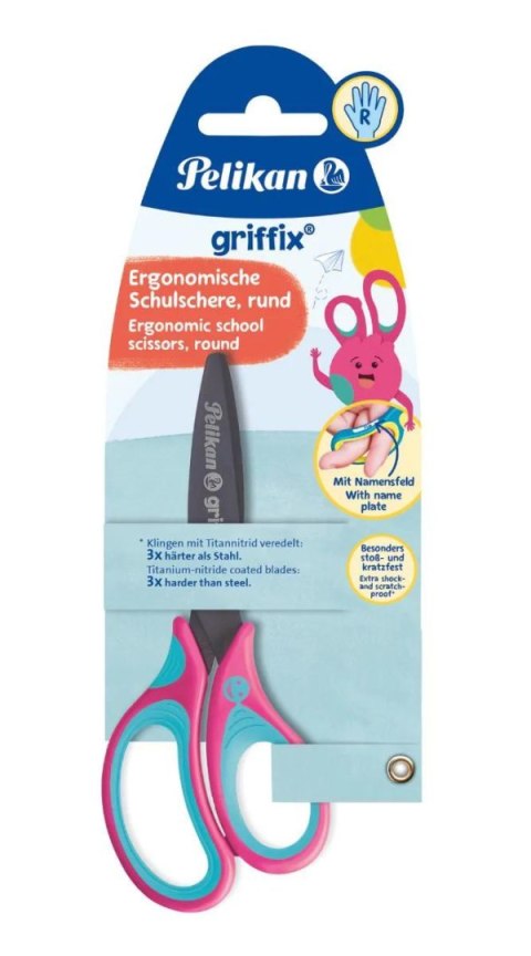 Nożyczki Griffix ergonomiczne 14cm zaokrąglone różowe 819114 PELIKAN Nożyczki Griffix ergonomiczne 14cm zaokrąglone różowe 819114 PELIKAN