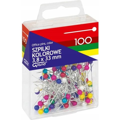 Szpilki kolorowe 3,8x33mm 100szt. 110-1670 GRAND Szpilki kolorowe 3,8x33mm 100szt. 110-1670 GRAND