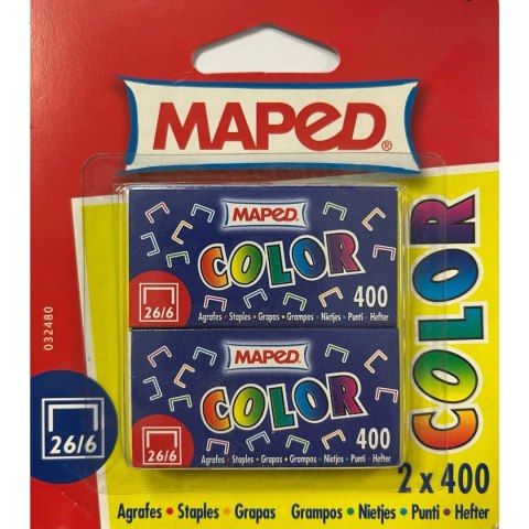 Zszywki 26/6 kolorowe 2x400szt. 0324806 MAPED Zszywki 26/6 kolorowe 2x400szt. 0324806 MAPED