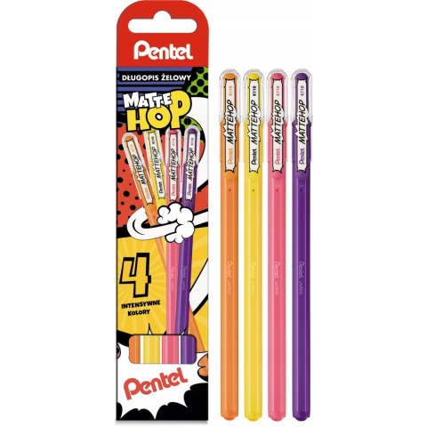 Długopis żelowy MATTEHOP 1,0mm (4 szt.) K110V-ST4FGPVPL PENTEL Długopis żelowy MATTEHOP 1,0mm (4 szt.) K110V-ST4FGPVPL PENTEL