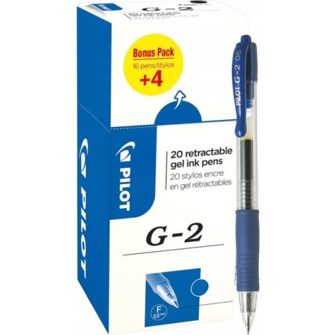 Pióro żelowe G2 bonus pack 16+ 4 gratis niebieski PILOT PIBLG2-L-BOX-20 Pióro żelowe G2 bonus pack 16+ 4 gratis niebieski PILOT PIBLG2-L-BOX-20