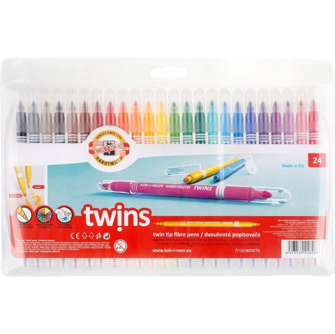 Flamastry dwustronne 24 kolory 2 różne końcówki 7710/23BD KOH-I-NOOR