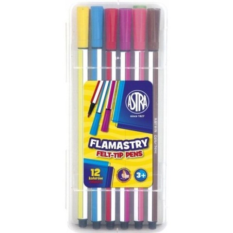 Flamastry heksagonalne 12 kolorów pisaki w plastikowym pudełku 314115001 ASTRA Flamastry heksagonalne 12 kolorów pisaki w plastikowym pudełku 314115001 ASTRA
