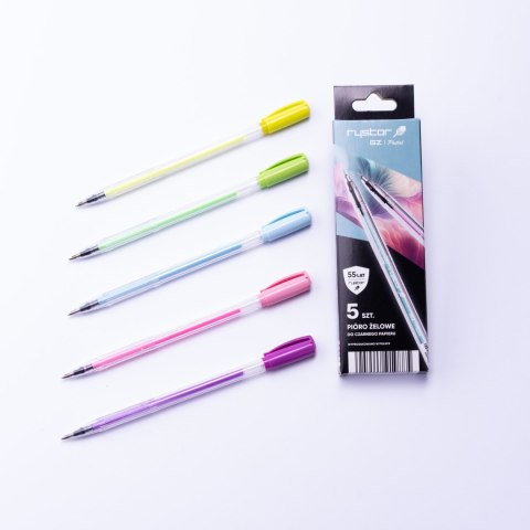 Pióro żelowe GZ-031 pastel 5szt. do czarnego papieru EKO etui RYSTOR 426-524EKO Pióro żelowe GZ-031 pastel 5szt. do czarnego papieru EKO etui RYSTOR 426-524EKO