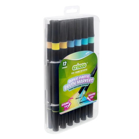 Pisaki pastelowe pędzelkowe dwustronne 12 kolorów CRICCO CR385K12P Pisaki pastelowe pędzelkowe dwustronne 12 kolorów CRICCO CR385K12P