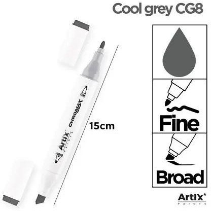 Marker alkoholowy dwustronny ANTRACYTOWO-SZARY CG8 PP915-114 ARTIX Marker alkoholowy dwustronny ANTRACYTOWO-SZARY CG8 PP915-114 ARTIX