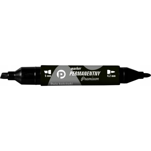 Marker permanentny dwustronny czarny okrągły/ścięty KM502-V2 TETIS Marker permanentny dwustronny czarny okrągły/ścięty KM502-V2 TETIS