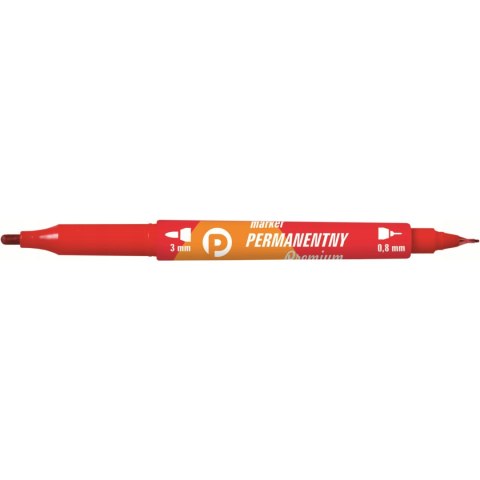 Marker permanentny dwustronny czerwony okrągły/fibrowy KM501-C2 TETIS Marker permanentny dwustronny czerwony okrągły/fibrowy KM501-C2 TETIS