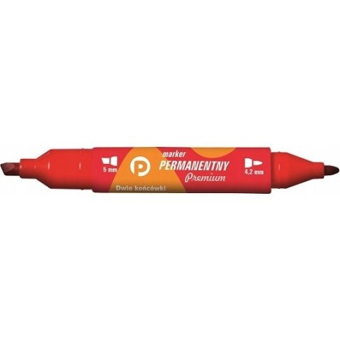 Marker permanentny dwustronny czerwony okrągły/ścięty KM502-C2 TETIS Marker permanentny dwustronny czerwony okrągły/ścięty KM502-C2 TETIS