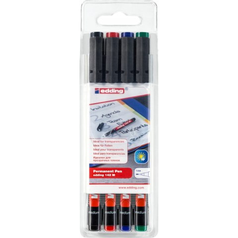 Markery niezmywalne do folii 4 kol. 1mm 142M/4S ED EDDING Markery niezmywalne do folii 4 kol. 1mm 142M/4S ED EDDING