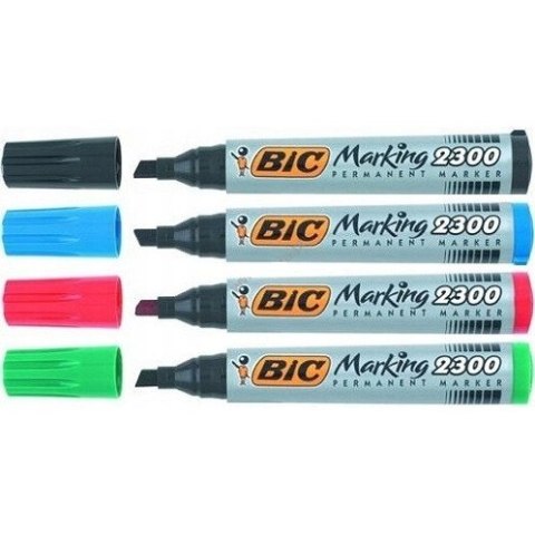 Markery permanentne BIC ECO 2300 mix 4 kolory ścięta końcówka 8209222 Markery permanentne BIC ECO 2300 mix 4 kolory ścięta końcówka 8209222