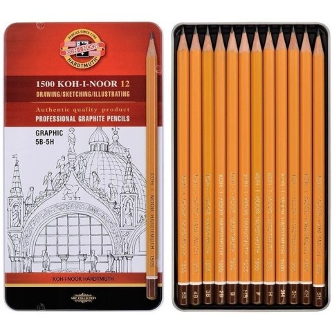 Ołówek grafitowy GRAPHIC komplet 5B-5H 12 szt. 1502/III KOH-I-NOOR Ołówek grafitowy GRAPHIC komplet 5B-5H 12 szt. 1502/III KOH-I-NOOR