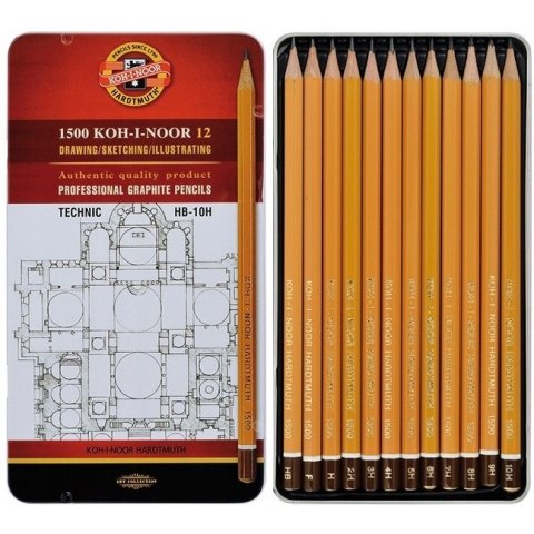 Ołówek grafitowy TECHNIC komplet HB-10H 12szt. 1502/I KOH-I-NOOR Ołówek grafitowy TECHNIC komplet HB-10H 12szt. 1502/I KOH-I-NOOR