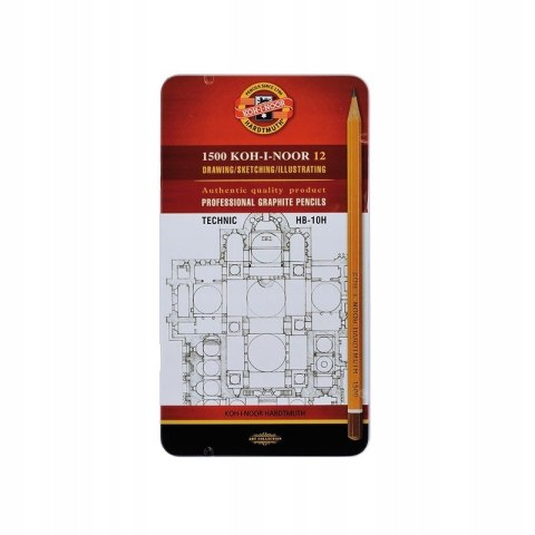 Ołówek grafitowy TECHNIC komplet HB-10H 12szt. 1502/I KOH-I-NOOR Ołówek grafitowy TECHNIC komplet HB-10H 12szt. 1502/I KOH-I-NOOR