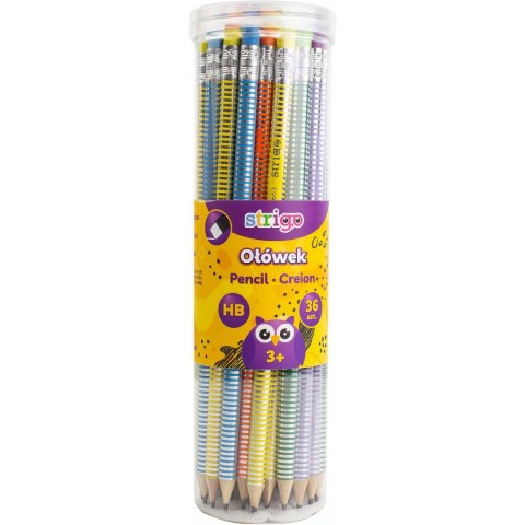 Ołówek z gumką HB pastelowy w metaliczne paski (36szt) SSC280 STRIGO Ołówek z gumką HB pastelowy w metaliczne paski (36szt) SSC280 STRIGO