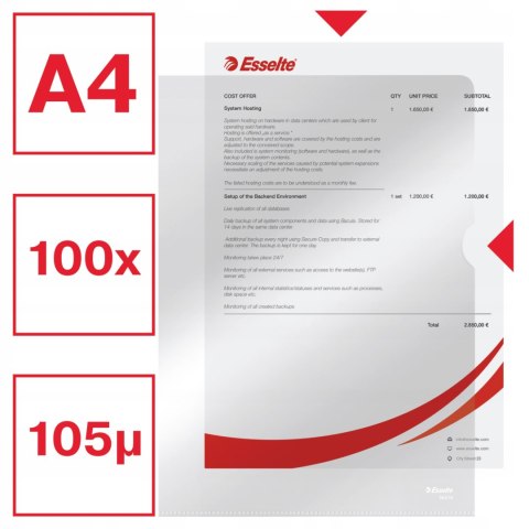 Ofertówki krystaliczne na dokumenty A4 105mic 100 sztuk 56218 ESSELTE Ofertówki krystaliczne na dokumenty A4 105mic 100 sztuk 56218 ESSELTE