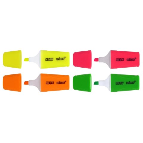 Zakreślacze mini neon CRICCO 4 kolory etui CR390W4 Zakreślacze mini neon CRICCO 4 kolory etui CR390W4