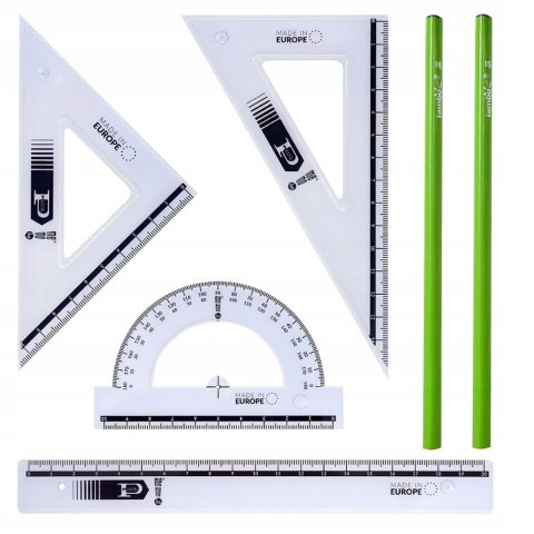 Zestaw kreślarski z linijka 20cm + 2 ołówki HB MemoBe MK109-00 Zestaw kreślarski z linijka 20cm + 2 ołówki HB MemoBe MK109-00