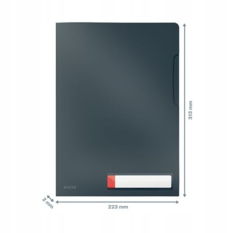 Folder A4 z kieszonką na etykietę, szara 47080089 LEITZ Folder A4 z kieszonką na etykietę, szara 47080089 LEITZ