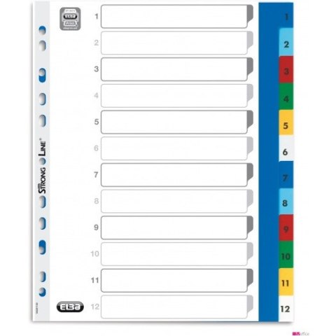 Przekładki A4 MAXI 1-12 kolor PP numeryczne OXFORD 100204813
