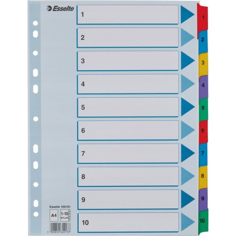 Przekładki kartonowe MYLAR A4 1-10 białe 100161 ESSELTE Przekładki kartonowe MYLAR A4 1-10 białe 100161 ESSELTE