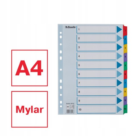 Przekładki kartonowe MYLAR A4 1-10 białe 100161 ESSELTE Przekładki kartonowe MYLAR A4 1-10 białe 100161 ESSELTE