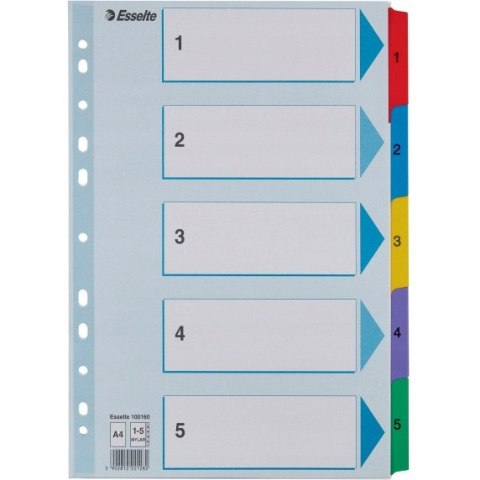 Przekładki kartonowe MYLAR A4 1-5 białe 100160 ESSELTE Przekładki kartonowe MYLAR A4 1-5 białe 100160 ESSELTE