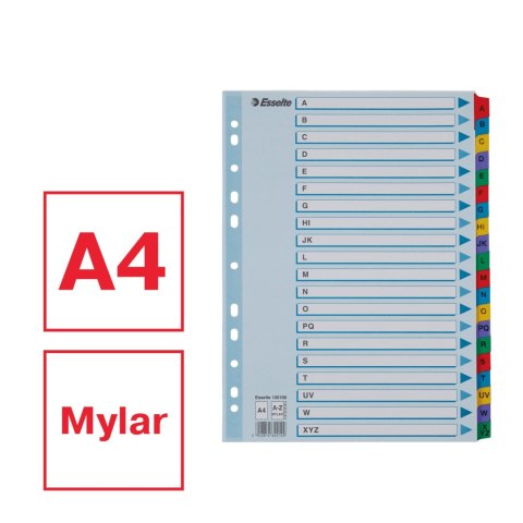 Przekładki kartonowe MYLAR A4 A-Z białe 100166 ESSELTE Przekładki kartonowe MYLAR A4 A-Z białe 100166 ESSELTE
