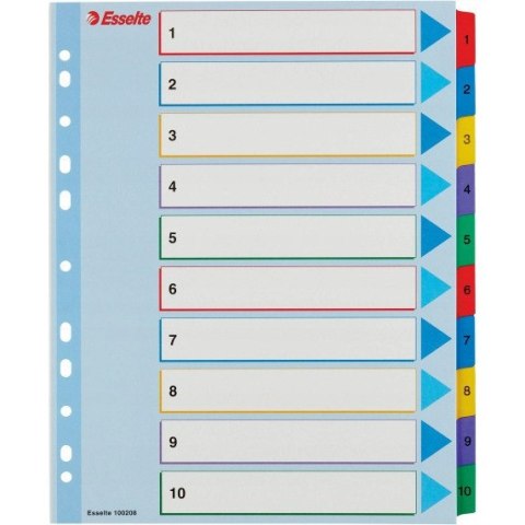 Przekładki kartonowe MYLAR A4 MAXI 1-10 ESSELTE 100208 Przekładki kartonowe MYLAR A4 MAXI 1-10 ESSELTE 100208