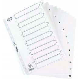 Przekładki numeryczne do segregatora A4 1-12 białe PP 100204771 OXFORD