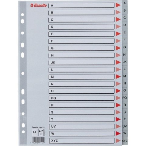 Przekładki plastikowe szare PP A4 A-Z alfabetyczne 100112 ESSELTE Przekładki plastikowe szare PP A4 A-Z alfabetyczne 100112 ESSELTE