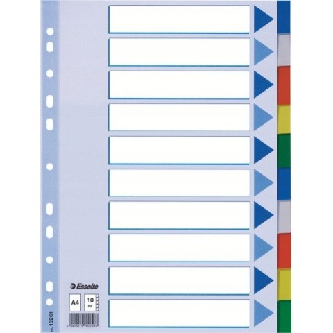 Przekładki plastikowe z PP A4 10 kart 15261 ESSELTE Przekładki plastikowe z PP A4 10 kart 15261 ESSELTE