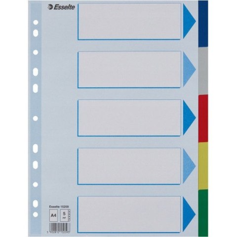 Przekładki plastikowe z PP A4 5 kart 15259 ESSELTE Przekładki plastikowe z PP A4 5 kart 15259 ESSELTE