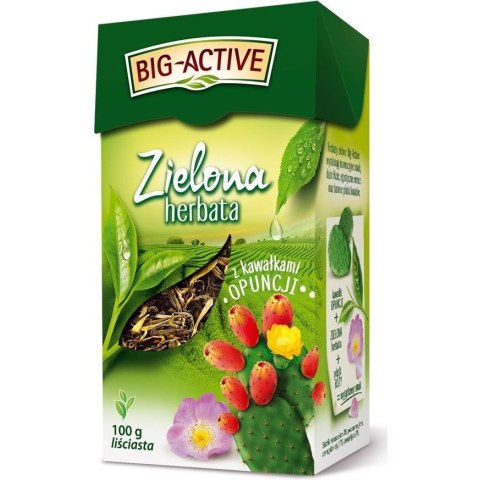 Herbata BIG-ACTIVE zielona liściasta 100g z kawałkami OPUNCJI Herbata BIG-ACTIVE zielona liściasta 100g z kawałkami OPUNCJI