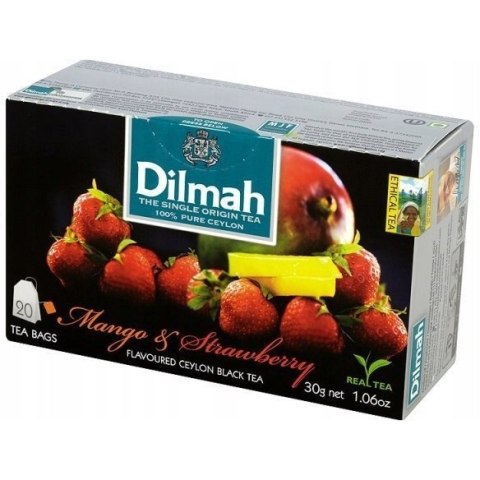 Herbata DILMAH (20 torebek) czarna z aromatem Mango & Truskawka Herbata DILMAH (20 torebek) czarna z aromatem Mango & Truskawka