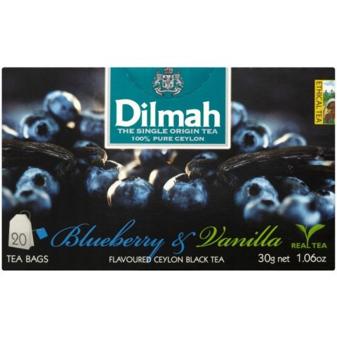 Herbata DILMAH (20 torebek) czarna z aromatem czarna jagoda i wanilia 85026 Herbata DILMAH (20 torebek) czarna z aromatem czarna jagoda i wanilia 85026