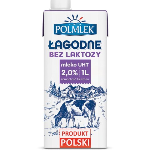 Mleko POLMLEK UHT ŁAGODNE bez laktozy 2% 1L Mleko POLMLEK UHT ŁAGODNE bez laktozy 2% 1L