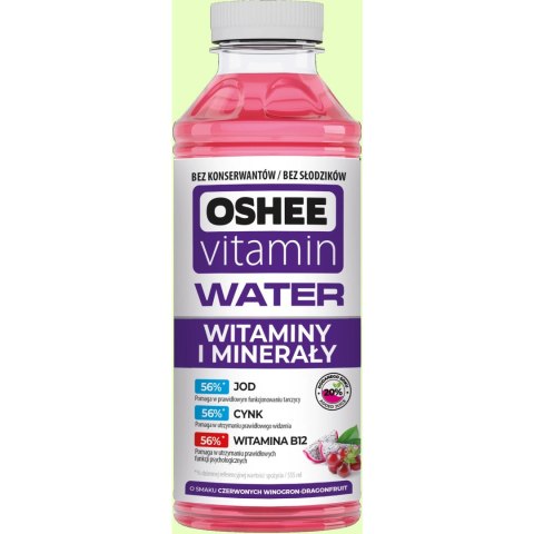 Napój OSHEE VITAMIN WATER Witaminy i Minerały o smaku czerwonych winogron/dragonfruit 555ml Napój OSHEE VITAMIN WATER Witaminy i Minerały o smaku czerwonych winogron/dragonfruit 555ml