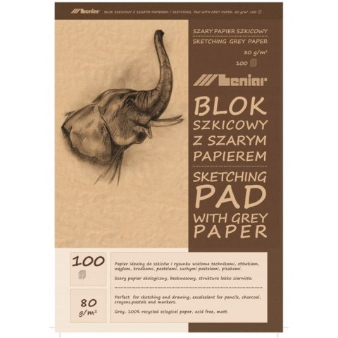 Blok szkicownik A3 100k 80g papier szary 90854 LENIAR Blok szkicownik A3 100k 80g papier szary 90854 LENIAR