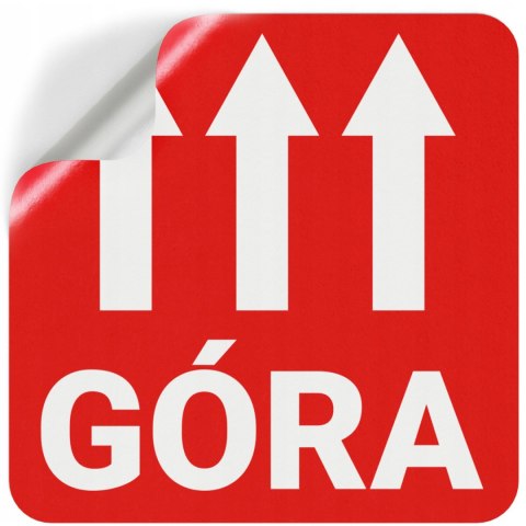 Etykieta ostrzegawcza "GÓRA" 55x55mm papierowa na roli (1000szt) BULK Etykieta ostrzegawcza "GÓRA" 55x55mm papierowa na roli (1000szt) BULK