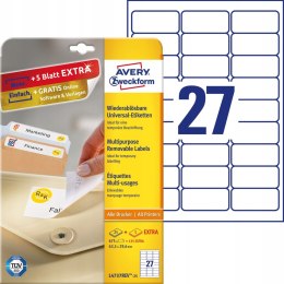 Etykiety A4 białe (25 arkuszy) 63,5*29,6mm L4737REV-25 AVERY ZWECKFORM