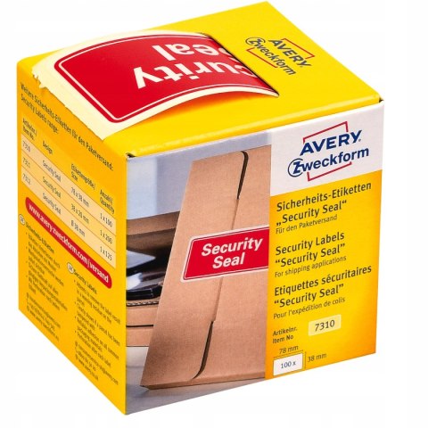Plomba zabezpieczająca 78x38mm 100szt. AVERY ZWECKFORM 7310 Plomba zabezpieczająca 78x38mm 100szt. AVERY ZWECKFORM 7310